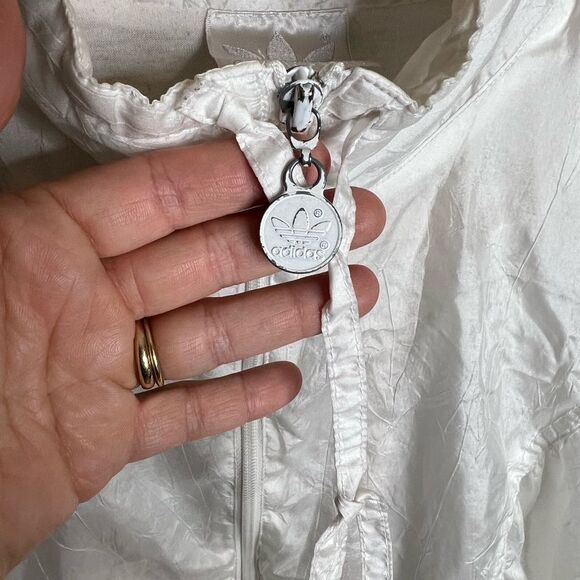 Vintage Adidas White Full Zip Track Jacket Mock Neck Sportswear - Picture 2 of 12